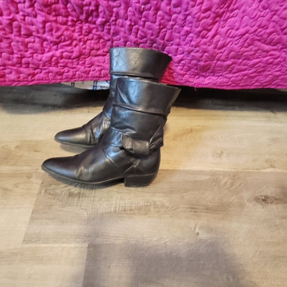 Black leather boots